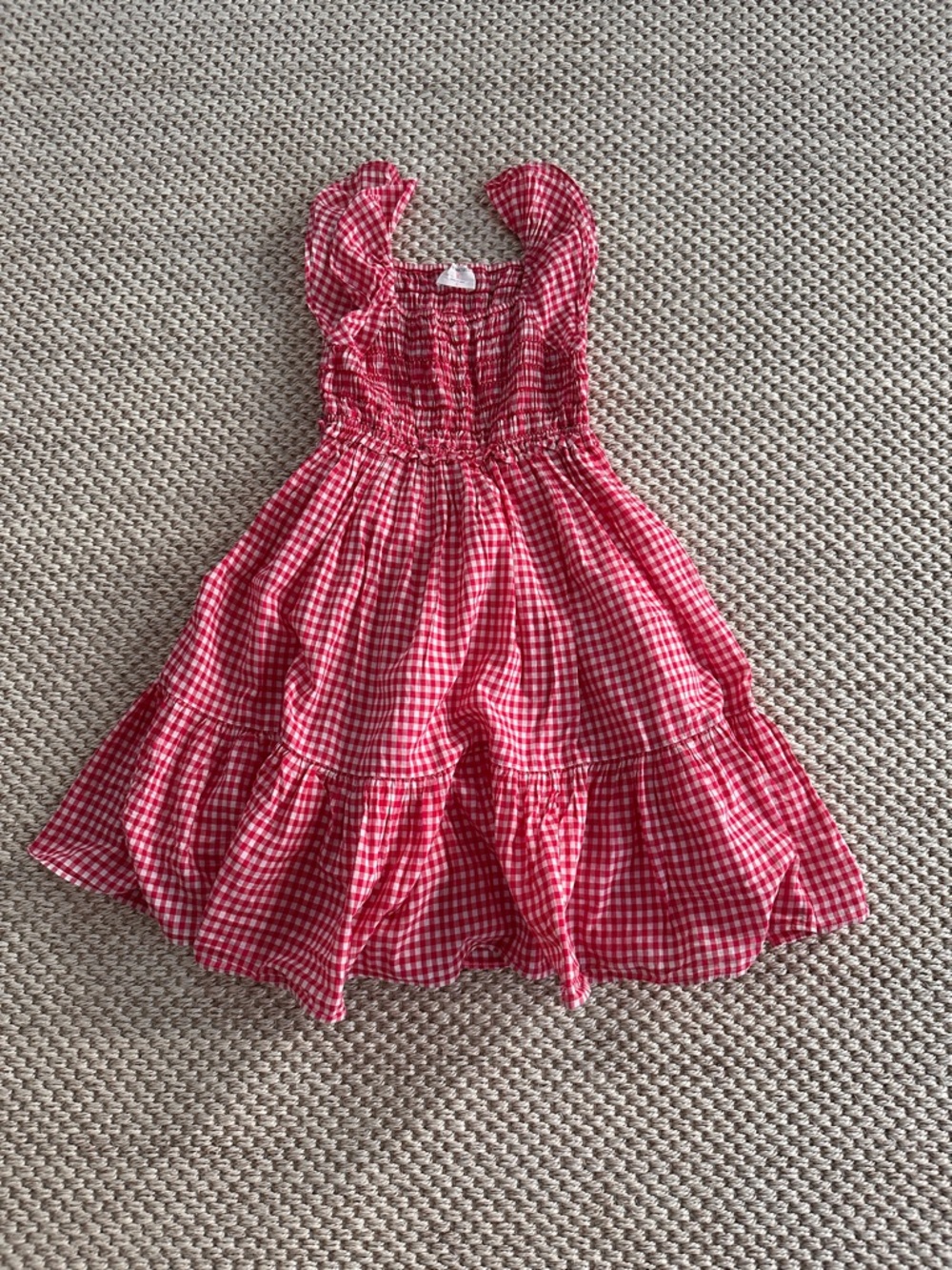Crewcuts Girls Red Gingham Smocked, Midi Dress.